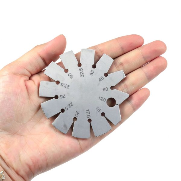 15-120 Degree Round Shape Knife Angle Finder Knife Blade Angle Gauge Stainless Steel Bevel Gauge Ax Angle Gauge for Measuring Knife Angle-4