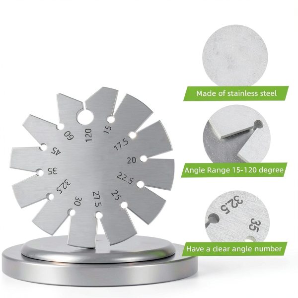Stainless Steel Bevel Angle Gauge, Measure 15-120 Degree Angles for Knife Blade, Woodworking, Chisel, Compact &, Includes Storage Box-1