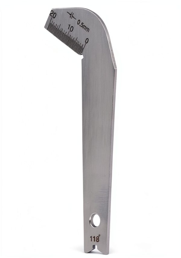 118° Drill Bit Sharpening Gauge, Stainless Steel Drill Bit Angle Gauge, Accurate 0.5mm, for Wood Metal, Compact Lightweight, Fast Efficient with Measurement Range 0-20mm-7