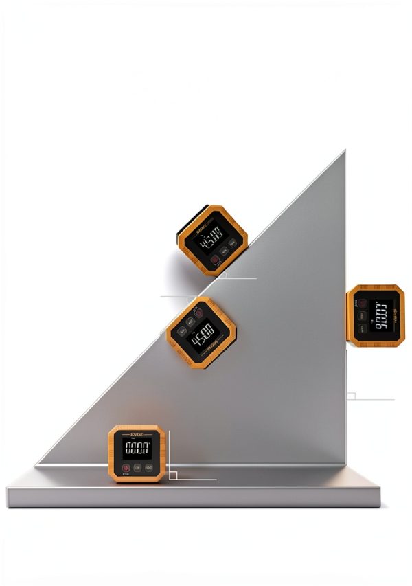Rechargeable Digital Angle Finder, Digital Angle Gauge with Magnetic Back&Base, ±0.1° Accuracy Protractor Inclinometer Woodworking Tools, IP54, 360° Flip Screen, for Construction, Machinery-3