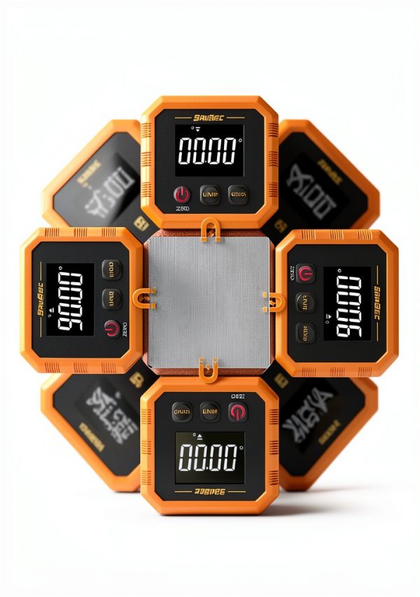 Rechargeable Digital Angle Finder, Digital Angle Gauge with Magnetic Back&Base, ±0.1° Accuracy Protractor Inclinometer Woodworking Tools, IP54, 360° Flip Screen, for Construction, Machinery-7
