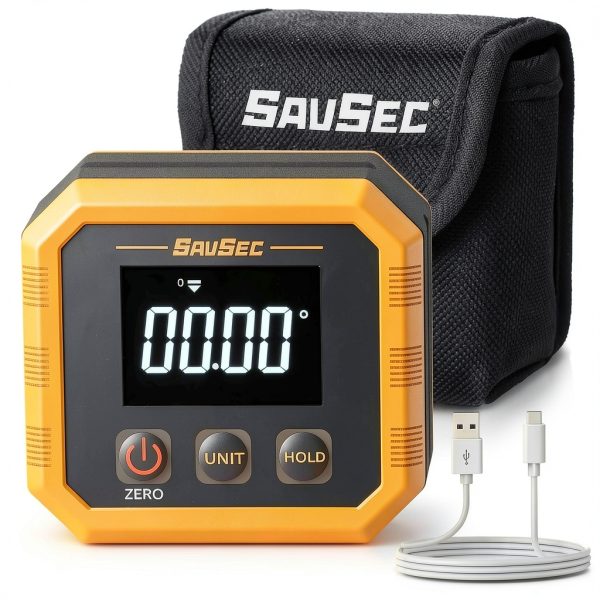 Rechargeable Digital Angle Finder, Digital Angle Gauge with Magnetic Back&Base, ±0.1° Accuracy Protractor Inclinometer Woodworking Tools, IP54, 360° Flip Screen, for Construction, Machinery-0