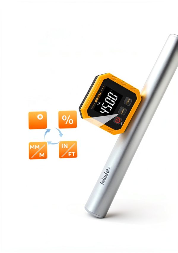 Rechargeable Digital Angle Finder, Digital Angle Gauge with Magnetic Back&Base, ±0.1° Accuracy Protractor Inclinometer Woodworking Tools, IP54, 360° Flip Screen, for Construction, Machinery-4