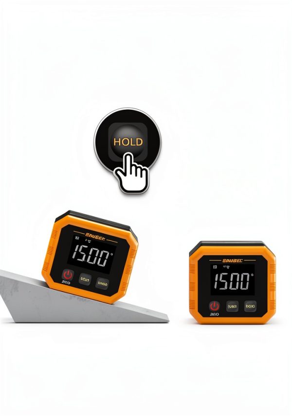 Rechargeable Digital Angle Finder, Digital Angle Gauge with Magnetic Back&Base, ±0.1° Accuracy Protractor Inclinometer Woodworking Tools, IP54, 360° Flip Screen, for Construction, Machinery-6