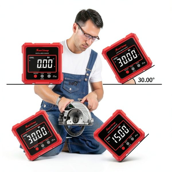 Digital Angle Finder Tool with Electronic Laser，Rechargeable Digital Angle Gauge Digital Level Protractor Inclinometer with 4 Sides Strong Magnetic for Woodworking Tablesaw.-6