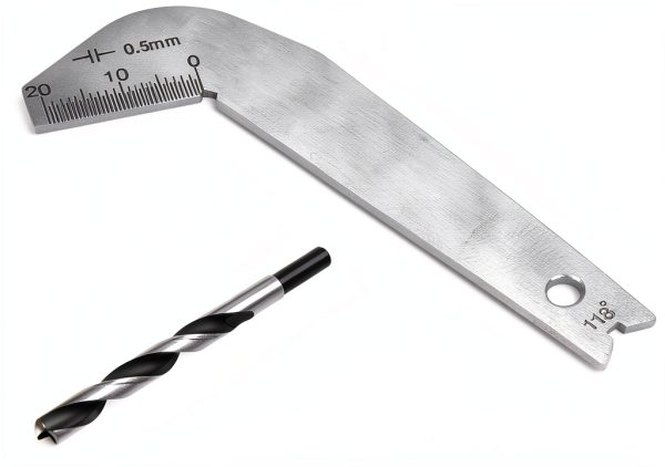 118° Drill Bit Sharpening Gauge, Stainless Steel Drill Bit Angle Gauge, Accurate 0.5mm, for Wood Metal, Compact Lightweight, Fast Efficient with Measurement Range 0-20mm-2