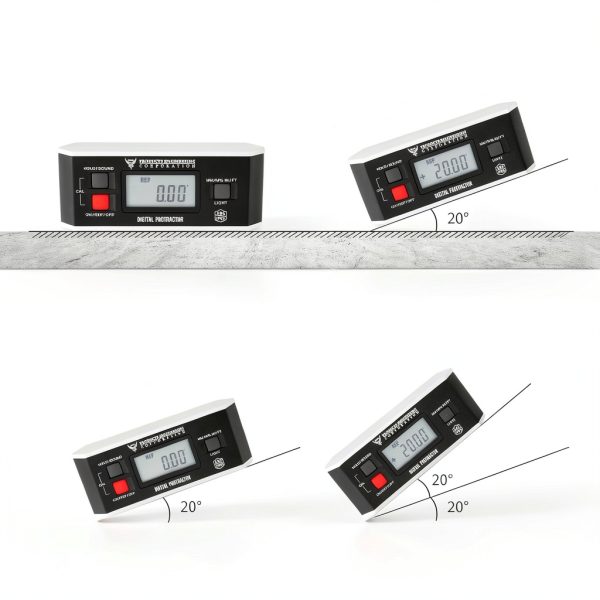 Digital Inclinometer, 360° Protractor Angle Finder Level, Magnetic V-Groove Base Protractor with Large Backlit LCD Display, High-Precision Meter Tool for Machining, Woodworking & Construction-6